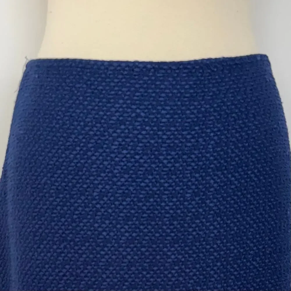 St. John Textured Wool Blend Pencil Skirt Navy/Blue Size: 10